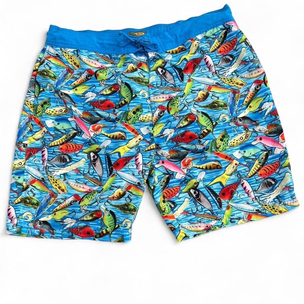 Bass Pro Shops Colorful Fish Print Men's Swim Shorts